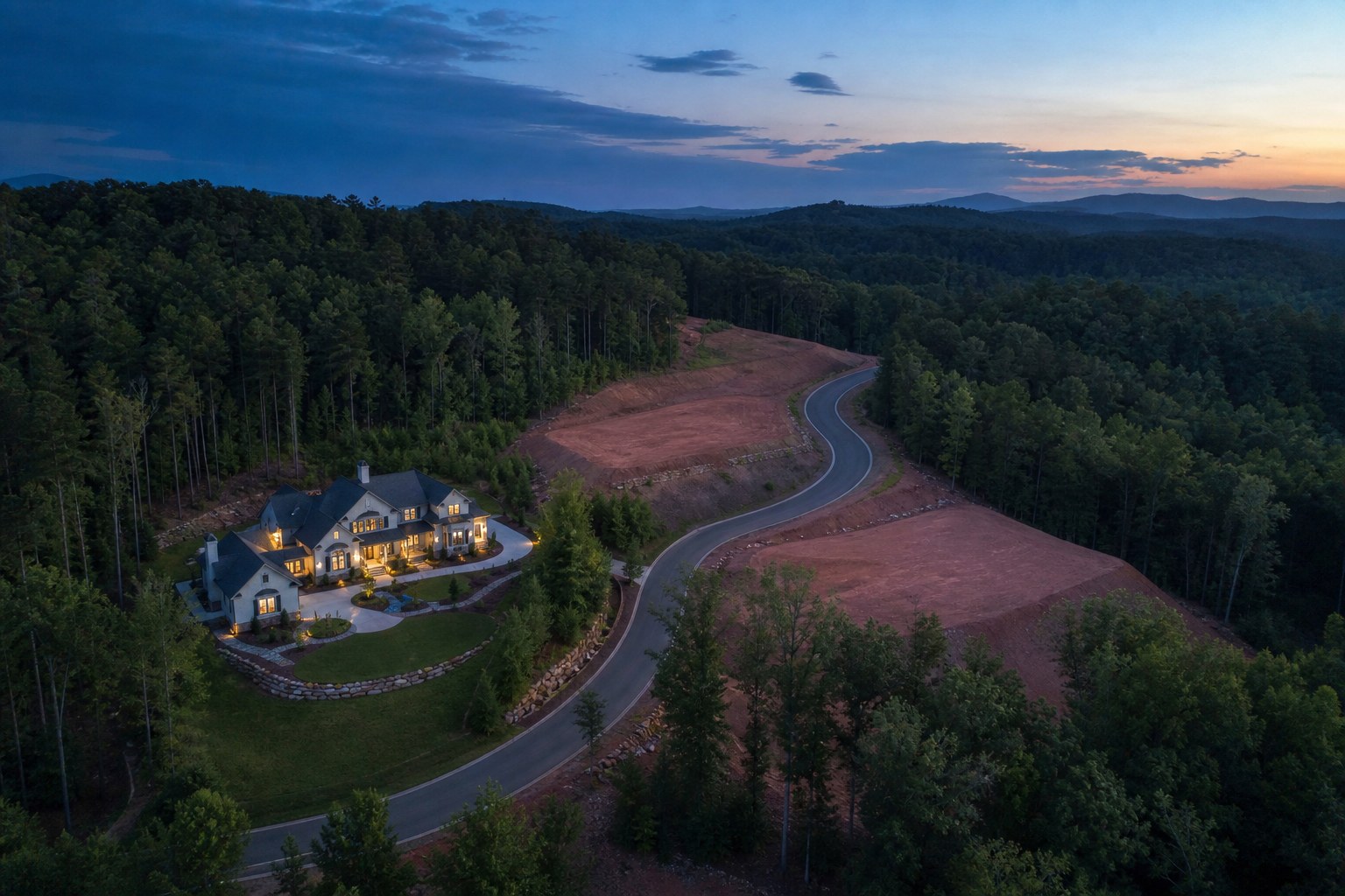 New-construction lots in a wooded Metro Atlanta community