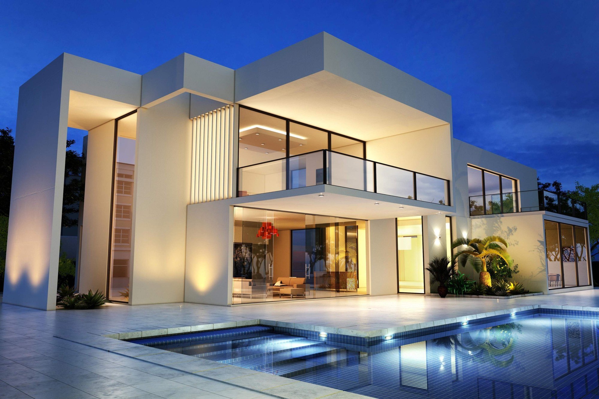 Luxury Metro Atlanta home with pool at dusk